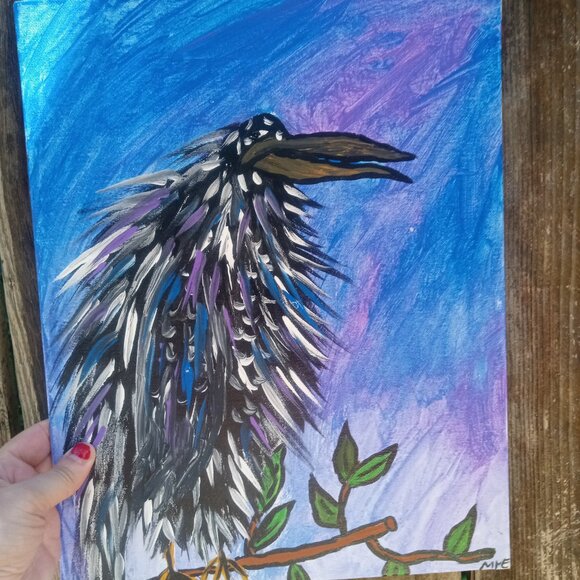 Crow Painting on Canvas - Picture 11 of 12